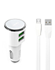 LDNIO C29 3.4A Dual USB-A Car Charger with USB A-M Cable (WHITE) (3ft) (17W) (Only Ground Shipping)