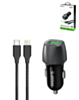 Esoulk USB C+A PD/QC Car Adapter with USB C-L Cable (3ft) (48W) (BLACK) (Only Ground Shipping)