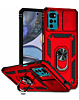 Moto G22 Dual Layers Hybrid Case with Metal Ring And Camera Protector - RED (Only Ground Shipping)
