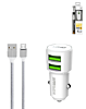 LDNIO C309 3.6A Dual USB-A Car Charger with USB A-M Cable (WHITE) (3ft) (18W) (Only Ground Shipping)