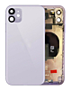 Stock up on the Back Housing Frame with small components pre-installed for iPhone 11, no logo, in purple.
