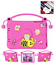 Kids Shockproof Tablet Case with Bee Handle Stand (HOT PINK) for iPad 5 (2017) / iPad 6 (2018) / Air 1 / Air 2 / Pro 9.7 (Only Ground Shipping)