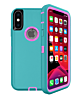 Heavy Duty Case for iPhone X / XS (LIGHT TEAL & PINK) (Only Ground Shipping)