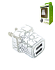 LED Light Up 2 x USB-A Port Wall Charger Power Adapter (WHITE) (Only Ground Shipping)