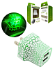 LED Light Up 2 x USB-A Port Wall Charger Power Adapter (GREEN) (10W) (Only Ground Shipping)