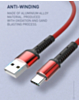 LDNIO LS63 USB A-C Braided Fast Charging Data Cable (RED) (3ft) (20W) (Only Ground Shipping)