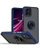 Moto G Play 4G (2024) Hard PC Rear / Soft TPU Colorful Border Case with I - ring Holder - NAVY BLUE (Only Ground Shipping)