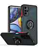 Moto G52 Hard PC Rear / Soft TPU Colorful Border Case with I-ring Holder - BLACK (Only Ground Shipping)