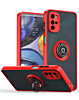 Moto G52 Hard PC Rear / Soft TPU Colorful Border Case with I-ring Holder - RED (Only Ground Shipping)
