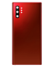 Stock up on the Back Glass with Camera Lens and Adhesive for Galaxy Note 10 Plus in Aura Red, no logo.
