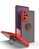 Galaxy Note 20 Ultra Hard PC Rear / Soft TPU Colorful Border Case with I-ring Holder - RED (Only Ground Shipping)