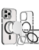 Thin Magnetic Clear Case with Camera Stand Kickstand - BLACK for iPhone 12 / 12 Pro (Only Ground Shipping)