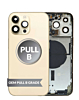 Shop the back housing frame in Gold, US version, OEM Pull B Grade, with small components pre-installed for iPhone 14 Pro Max.
