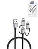 Onten 3in1 Aluminum USB A to C + M + L Charging Data Cable (3ft) (60W) (Only Ground Shipping)