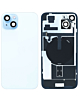 Purchase the back glass with frame, wireless NFC charging flex, and MagSafe magnet for iPhone 15 Plus — blue, OEM pull B grade.