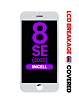 Order the white LCD assembly with steel plate for iPhone 8 and SE 2020 – aftermarket Incell QV7 with exclusive LCD breakage.