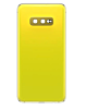Grab wholesale deals on the back glass with camera lens and adhesive for Galaxy S10E in Prism Yellow, no logo.