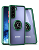 Galaxy S21 Plus 5G Hard PC Rear / Soft TPU Colorful Border Case with I-ring Holder - DARK GREEN (Only Ground Shipping)
