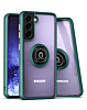Galaxy S21 Plus 5G Hard PC Rear / Soft TPU Colorful Border Case with I-ring Holder - DARK GREEN (Only Ground Shipping)