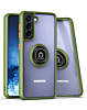 Galaxy S21 FE Hard PC Rear / Soft TPU Colorful Border Case with I-ring Holder - NAVY GREEN (Only Ground Shipping)