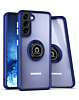 Galaxy S21 Plus 5G Hard PC Rear / Soft TPU Colorful Border Case with I-ring Holder - NAVY BLUE (Only Ground Shipping)