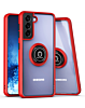 Galaxy S21 FE Hard PC Rear / Soft TPU Colorful Border Case with I-ring Holder - RED (Only Ground Shipping)