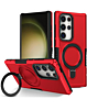 Hard PC Shockproof Case w /Ring Holder - RED for Galaxy S22 Ultra (Only Ground Shipping)