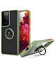 Galaxy S22 Ultra Hard PC Rear / Soft TPU Colorful Border Case with I-ring Holder - GREEN (Only Ground Shipping)
