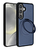 Slim Leather Case with Wireless Charging Kickstand - BLUE for Galaxy S23 (Only Ground Shipping)