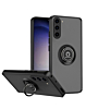 Galaxy S23 FE Hard PC Rear / Soft TPU Colorful Border Case with I-ring Holder - BLACK (Only Ground Shipping)