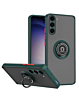 Galaxy S23 FE Hard PC Rear / Soft TPU Colorful Border Case with I-ring Holder - DARK GREEN (Only Ground Shipping)