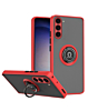 Galaxy S23 FE Hard PC Rear / Soft TPU Colorful Border Case with I-ring Holder - RED (Only Ground Shipping)