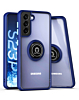 Galaxy S23 Plus Hard PC Rear / Soft TPU Colorful Border Case with I - ring Holder - BLUE (Only Ground Shipping)
