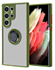 Galaxy S23 Ultra Hard PC Rear / Soft TPU Colorful Border Case with I - ring Holder - GREEN (Only Ground Shipping)
