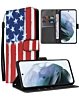 Leather Wallet Case with Card Slot - US FLAG for Galaxy S24 FE (Only Ground Shipping)