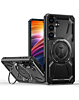 Full-Body Rugged Shockproof Case with Built-in Ring Holder - BLACK for Galaxy S24FE (Only Ground Shipping)