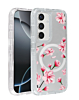 Flower Design Transparent Case with Wireless Charger - Style 1 for Galaxy S24FE (Only Ground Shipping)