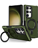 Hard PC Shockproof Case w /Ring Holder - GREEN for Galaxy S24 Ultra (Only Ground Shipping)