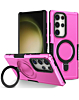 Hard PC Shockproof Case w /Ring Holder - PINK for Galaxy S24 Ultra (Only Ground Shipping)