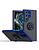 Galaxy S24 Ultra Hard PC Rear / Soft TPU Colorful Border Case with I - ring Holder - BLUE (Only Ground Shipping)