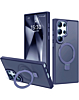 Galaxy S24 Ultra Carbon Wireless Charging Case with Ring Stand - DARK BLUE (Only Ground Shipping)