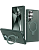 Galaxy S24 Ultra Carbon Wireless Charging Case with Ring Stand - GREEN (Only Ground Shipping)