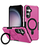 Hard PC Shockproof Case w /Ring Holder - PINK for Galaxy S24 / S25 (Only Ground Shipping)