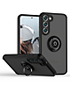 Galaxy S24 / S25 Hard PC Rear / Soft TPU Colorful Border Case with I - ring Holder - BLACK (Only Ground Shipping)
