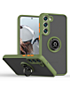 Galaxy S24 / S25 Hard PC Rear / Soft TPU Colorful Border Case with I - ring Holder - GREEN (Only Ground Shipping)