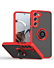 Galaxy S24 / S25 Hard PC Rear / Soft TPU Colorful Border Case with I - ring Holder - RED (Only Ground Shipping)
