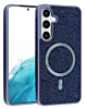 Wireless Charging Bling Diamond Crystal Case - BLUE for Galaxy S24 / S25 (Only Ground Shipping)