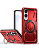 Full-Body Rugged Shockproof Case with Built-in Ring Holder - RED for Galaxy S25E (Only Ground Shipping)