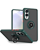 Galaxy S25E Hard PC Rear/Soft TPU Colorful Border Case with I - ring Holder - NAVY GREEN (Only Ground Shipping)