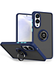 Galaxy S25E Hard PC Rear/Soft TPU Colorful Border Case with I - ring Holder - NAVY BLUE (Only Ground Shipping)